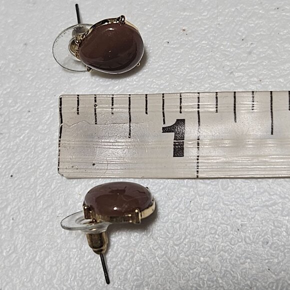 Vintage Chocolate Brown Acrylic Post Earrings Retro 50s 60s Fashion Jewelry - Picture 4 of 4